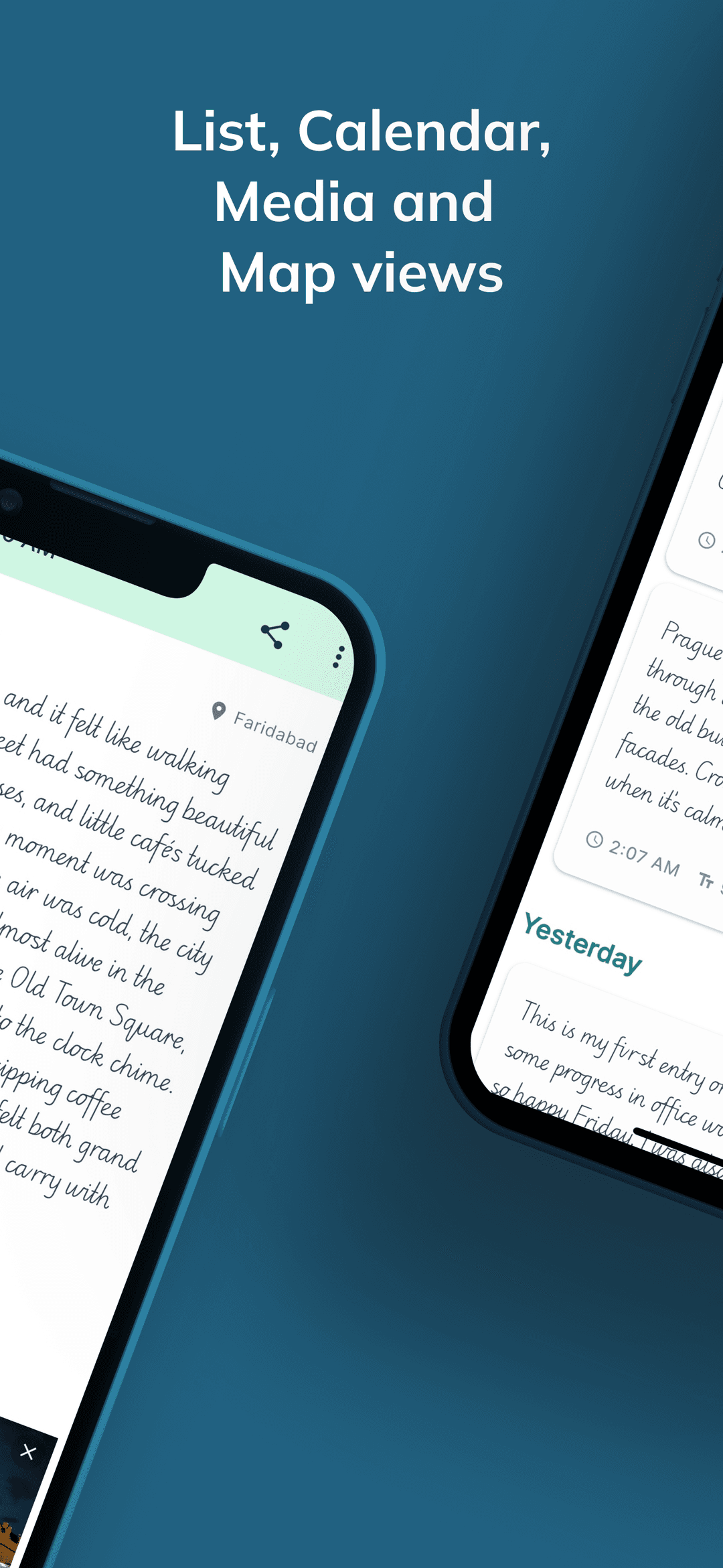 WOYM journal app - mood tracking and entries list